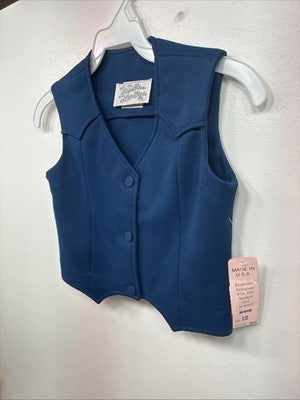 New Kids Western Heritage Blue Vest Size 12 Girls TT-52
