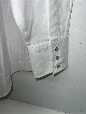 New Men’s White ELY Cattleman Long Sleeve Pearl Snap Shirt. Tall Large P-58