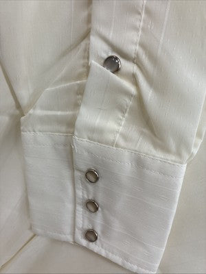 New Men’s Panhandle Slim Off White Long Sleeve Pearl Snap 16 Large Q-80