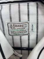 New Men’s H Bar C Black White Stripe Long Sleeve Pearl Snap 16.5 X 34 Large R-28