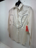 New Women’s Pioneer Wear White Long Sleeve Button Up Medium MM-95