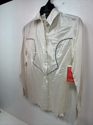 New Women’s Pioneer Wear White Long Sleeve Button Up Medium MM-95