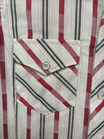 New Boys White Horse Red Stripe Long Sleeve Pearl Snap Small DD-112