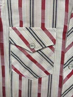 New Boys White Horse Red Stripe Long Sleeve Pearl Snap Small DD-112