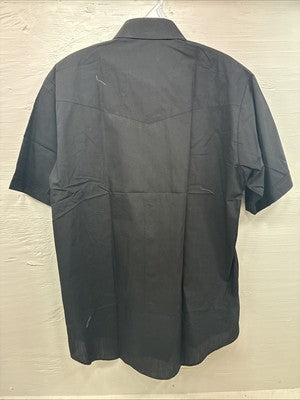 New Men’s ELY Cattleman Black Short Sleeve Pearl Snap 16.5 Large X-16