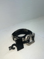 New Black Genuine Leather Silver Pendent XXL Belt #398402 NN-113