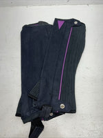 New Tough 1 Equi-Grip Purple Navy Synthetic Half Chaps #63-76 H-512