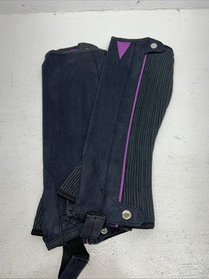 New Tough 1 Equi-Grip Purple Navy Synthetic Half Chaps #63-76 H-512