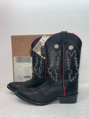 New Youth Black Dan Post Cowboy Boots. 13139 5 D. 22-110