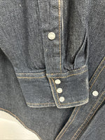 New Men’s ELY Cattleman Dark Jean Style Long Sleeve Pearl Snap Large Q-43