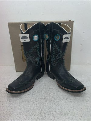 New Youth Black Smoky Mountain Cowboy Boots. 3343 Y 3.5 3 1/2. 22-37