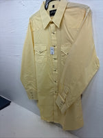 New Men’s White Horse Yellow Western Long Sleeve Pearl Snap Large AA-45