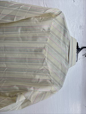 New Men’s H Bar C Yellow Stripe Long Sleeve Pearl Snap 16 Large Q-68