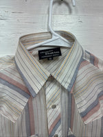 New Kids Champion Western White Stripe Long Sleeve Pearl Snap Size 16 CC-90