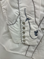 New Women’s White Horse Floral Embroidered Long Sleeve Pearl Snap XL II-33