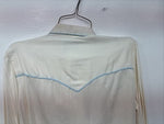 New Women’s California RanchWear White Blue Long Sleeve Pearl Snap Medium YY-95