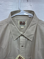 New Men’s ELY Cattleman Tan Short Sleeve Pearl Snap 16 Large AA-13