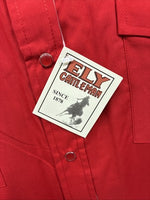 New Men’s ELY Cattleman Red Long Sleeve Pearl Snap 16.5 X 35 Large AA-56