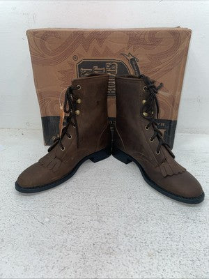 New Youth Brown Lace Up Dan Post Cowboy Boots. C 3121 3.5 3 1/2 D. 22-26