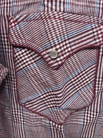 New Men’s Champion Western Burgundy Plaid Long Sleeve Pearl Snap XL M-100