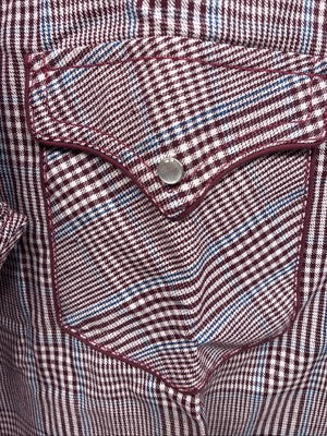 New Men’s Champion Western Burgundy Plaid Long Sleeve Pearl Snap XL M-100
