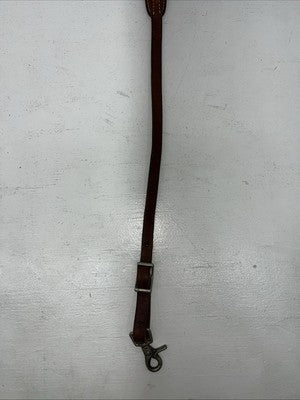 Used Leather Circle Y Breast Collar With Silver Metal Plate. S-47