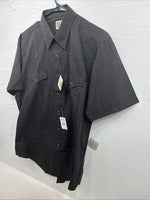 New Men’s ELY Cattleman Black Short Sleeve Pearl Snap 16.5 Large CC-21
