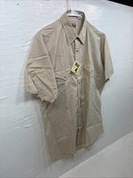 New Men’s ELY Cattleman Tan Short Sleeve Pearl Snap 16 Large AA-13