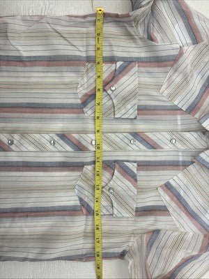 New Kids Champion Western White Stripe Long Sleeve Pearl Snap Size 16 CC-90