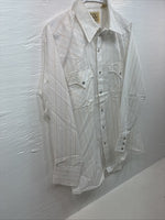 New Men’s ELY Cattleman White Stripe Long Sleeve Pearl Snap 16 X 34 Large M-24