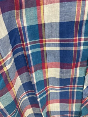 New Men’s ELY Cattleman Blue Multicolor Plaid Short Sleeve Pearl Snap Large X-15