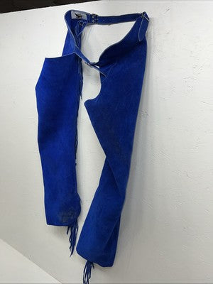 New Blue Children’s Whitman Show Chaps With Fringe Adjustable Waist 36” N-43