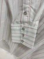 New Men’s H Bar C White Stripe Long Sleeve Pearl Snap 16 X 34 Large Q-61