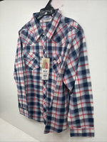New Women’s Cumberland Blue Red Plaid Long Sleeve Pearl Snap 2XL GG-14