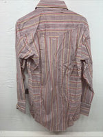 New Men’s Tem Tex Pink Stripe Long Sleeve Pearl Snap 15.5 X 33 Medium AA-91
