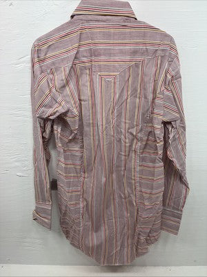 New Men’s Tem Tex Pink Stripe Long Sleeve Pearl Snap 15.5 X 33 Medium AA-91