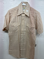 New Men’s Dickson Jenkins Tan Designed Short Sleeve Pearl Snap 14.5 Small AA-104