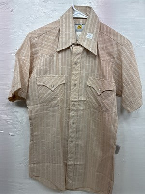 New Men’s Dickson Jenkins Tan Designed Short Sleeve Pearl Snap 14.5 Small AA-104