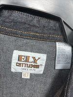 New Men’s ELY Cattleman Dark Blue Jean Long Sleeve Pearl Snap XL M-80