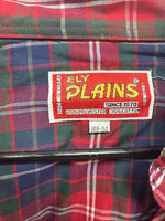 New Men’s ELY Plains Red Blue Plaid Long Sleeve Pearl Snap 16.5 Large V-96