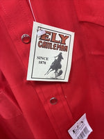 New Men’s ELY Cattleman Simple Red Long Sleeve Pearl Snap 17.5 X 35 XL R-60