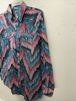 New Men’s Pink Blue ELY Cattleman Long Sleeve Pearl Snap Shirt. 15.5x34 M P-65