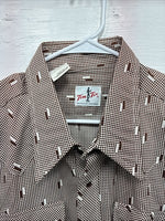 New Men’s Tem Tex Brown Designed Long Sleeve Pearl Snap 17 XL O-49