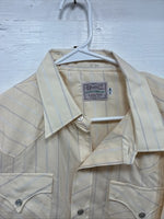 New Men’s H Bar C Yellow Stripe Long Sleeve Pearl Snap 17 X 34 XL R-65