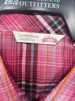 New Women’s Cumberland Pink Plaid Short Sleeve Pearl Snap 2XL GG-13
