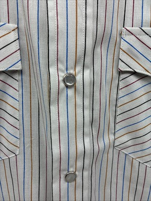 New Men’s H Bar C White Stripe Short Sleeve Pearl Snap 16 Large V-26