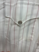 New Men’s H Bar C White Stripe Long Sleeve Pearl Snap 16 X 34 Large Q-61