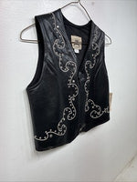 New Women’s 1848 RanchWear Black Rhinestone Sleeveless Vest Zip Up Medium YY-42