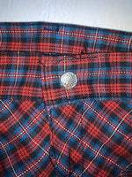 New Vintage Blue And Red Plaid Polyester Pants #5423719 3A-125