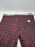 New Vintage Blue And Red Plaid Polyester Pants #5423719 3A-125